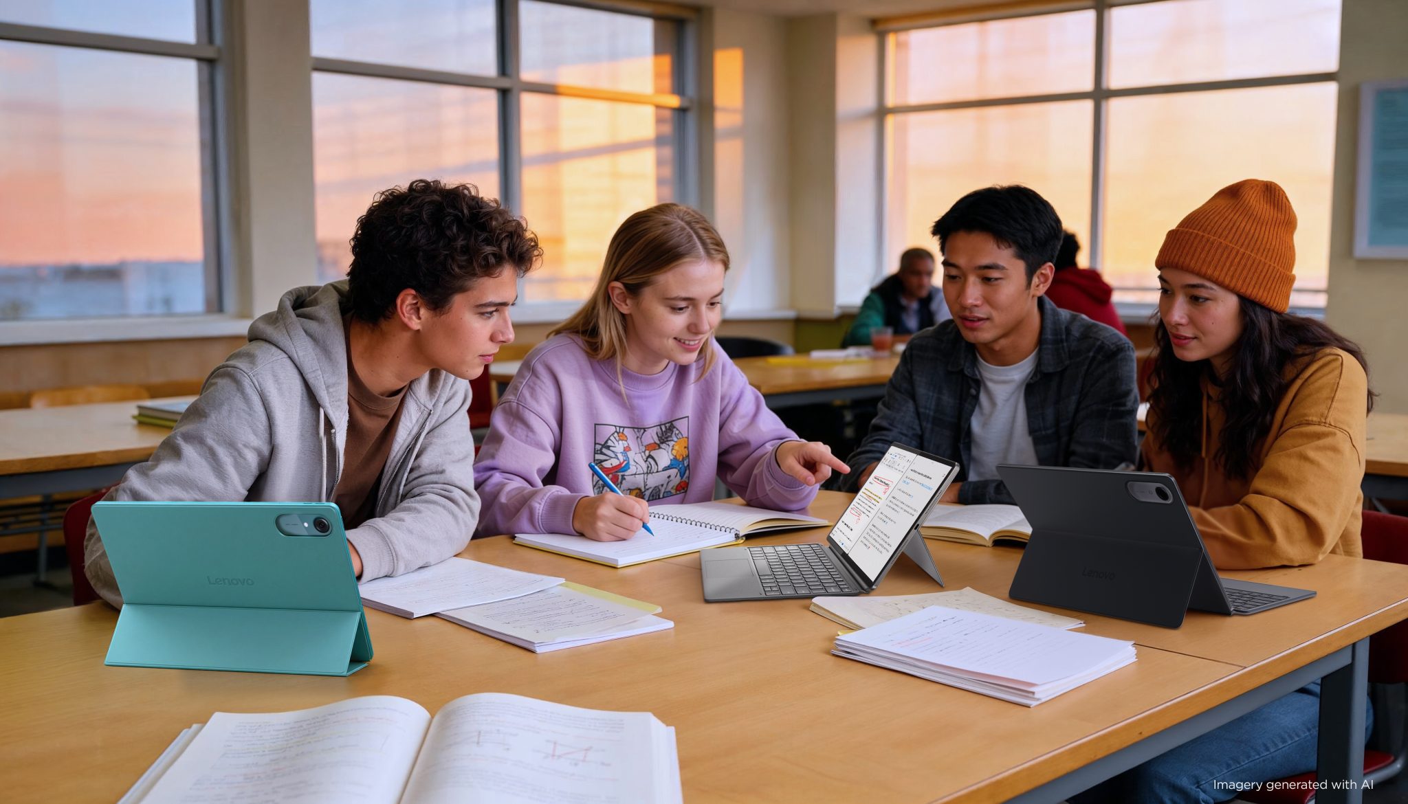 레노버가 학생 생활과 태블릿 활용 변화를 소개한 공식 이미지