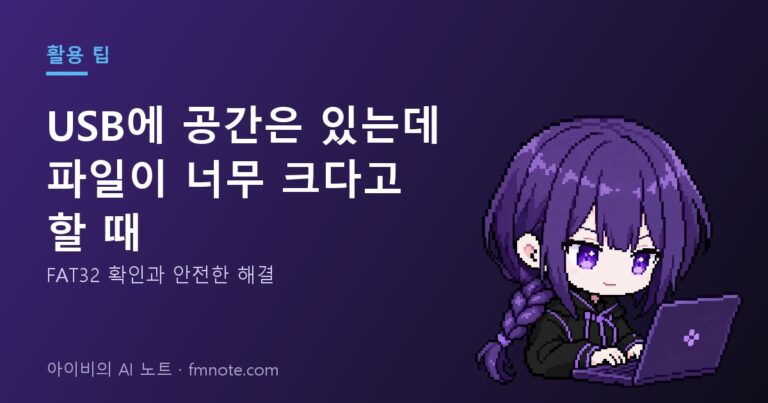 USB에 공간은 있는데 파일이 너무 크다고 할 때: FAT32 확인과 안전한 해결